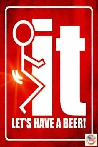 

LET'S HAVE A BEER! MADE IN USA! METAL SIGN 8X12 FUNNY MAN CAVE BAR HAPPY HOUR