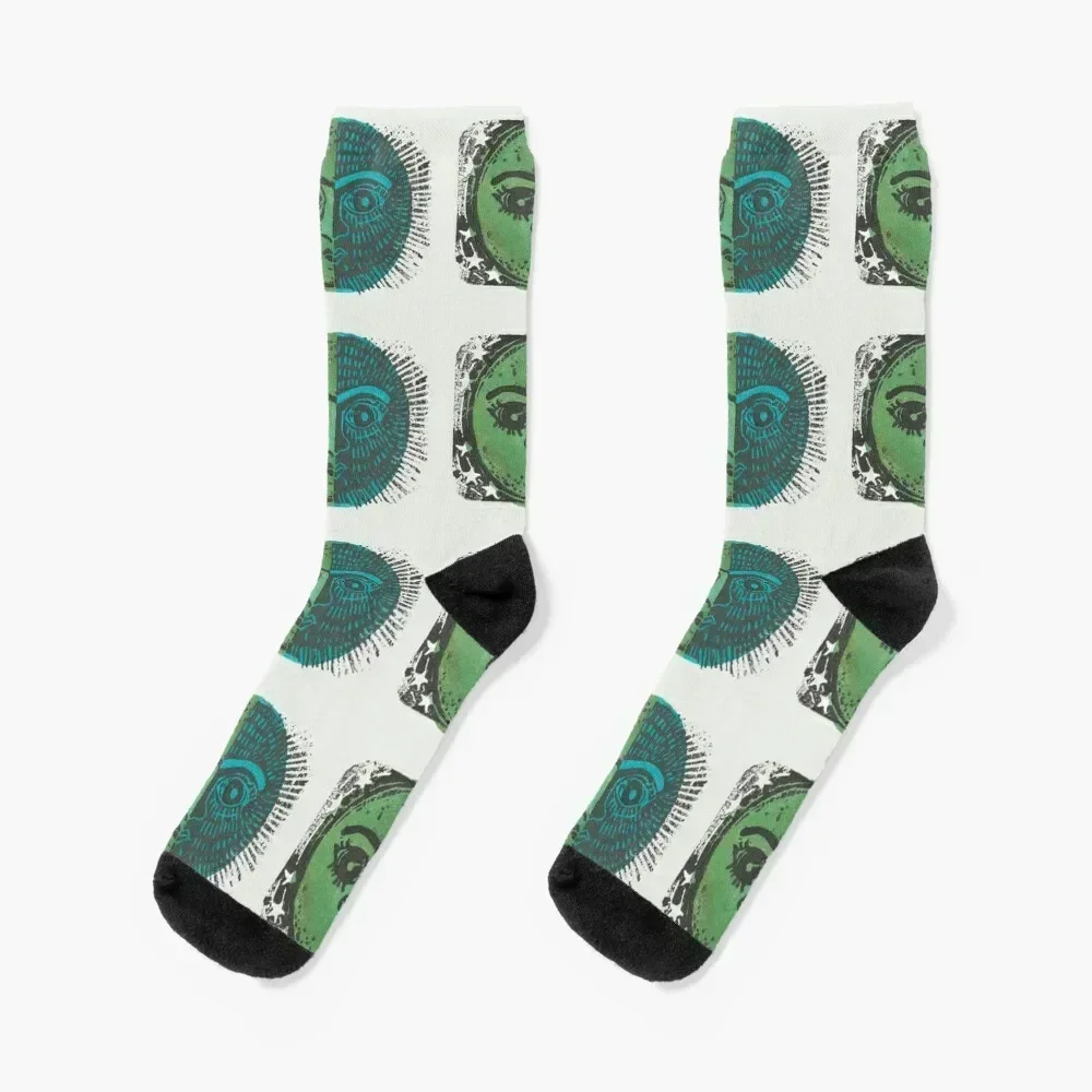 

sun and moon Socks floral cute Stockings winter gifts Designer Man Socks Women's
