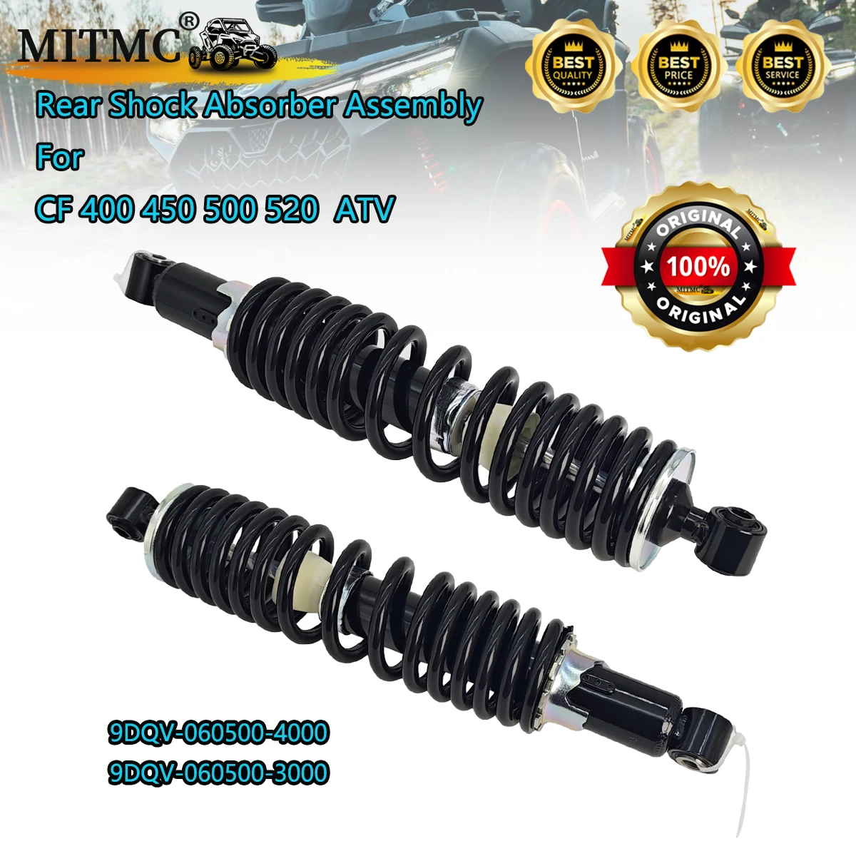 2Pcs Rear Shock Absorber Assembly For CF 400 450 500 520 CF400AU CF500AU CF400ATR CF500ATR ATV 9DQV-060500-4000 9DQV-060500-3000