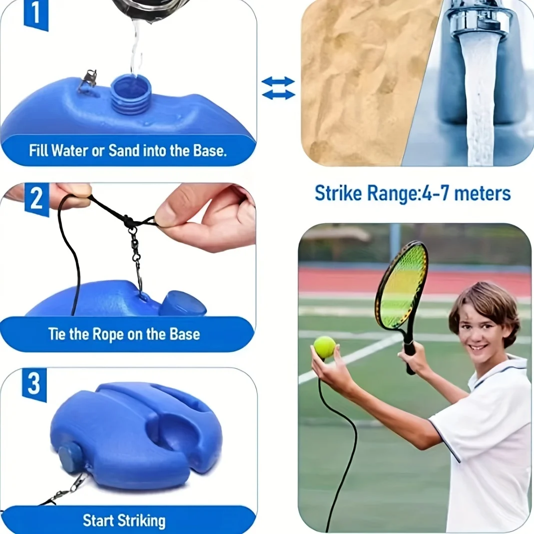 Migliora le tue abilità di Tennis ovunque con palline di rimbalzo e Base in corda elastica-perfetta per l\'allenamento Indoor e Outdoor