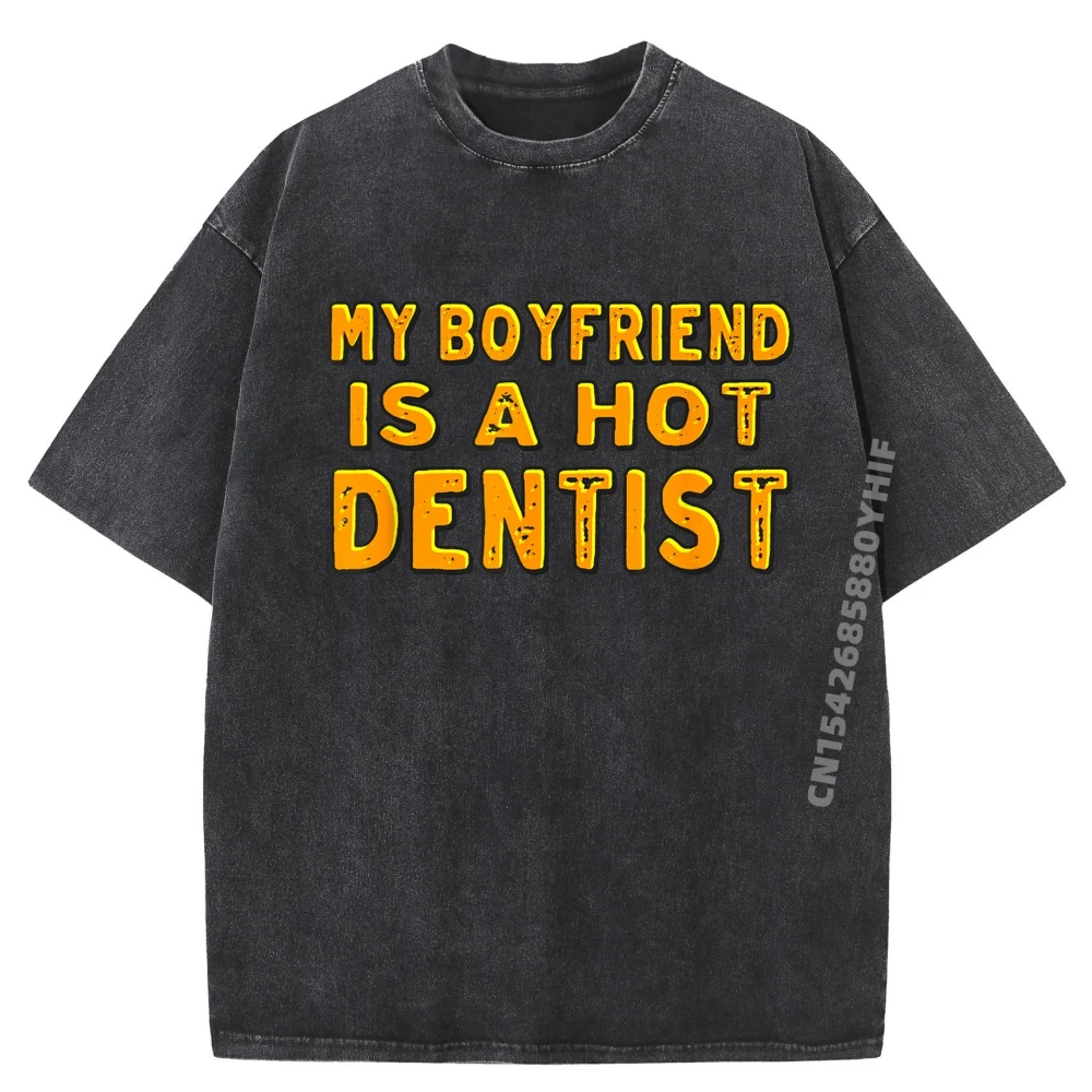 

Винтажная футболка «Мой бойфренд — популярный стоматолог», мужские подарки, потертые топы и футболки в стиле ретро, мужская одежда с графическим рисунком
