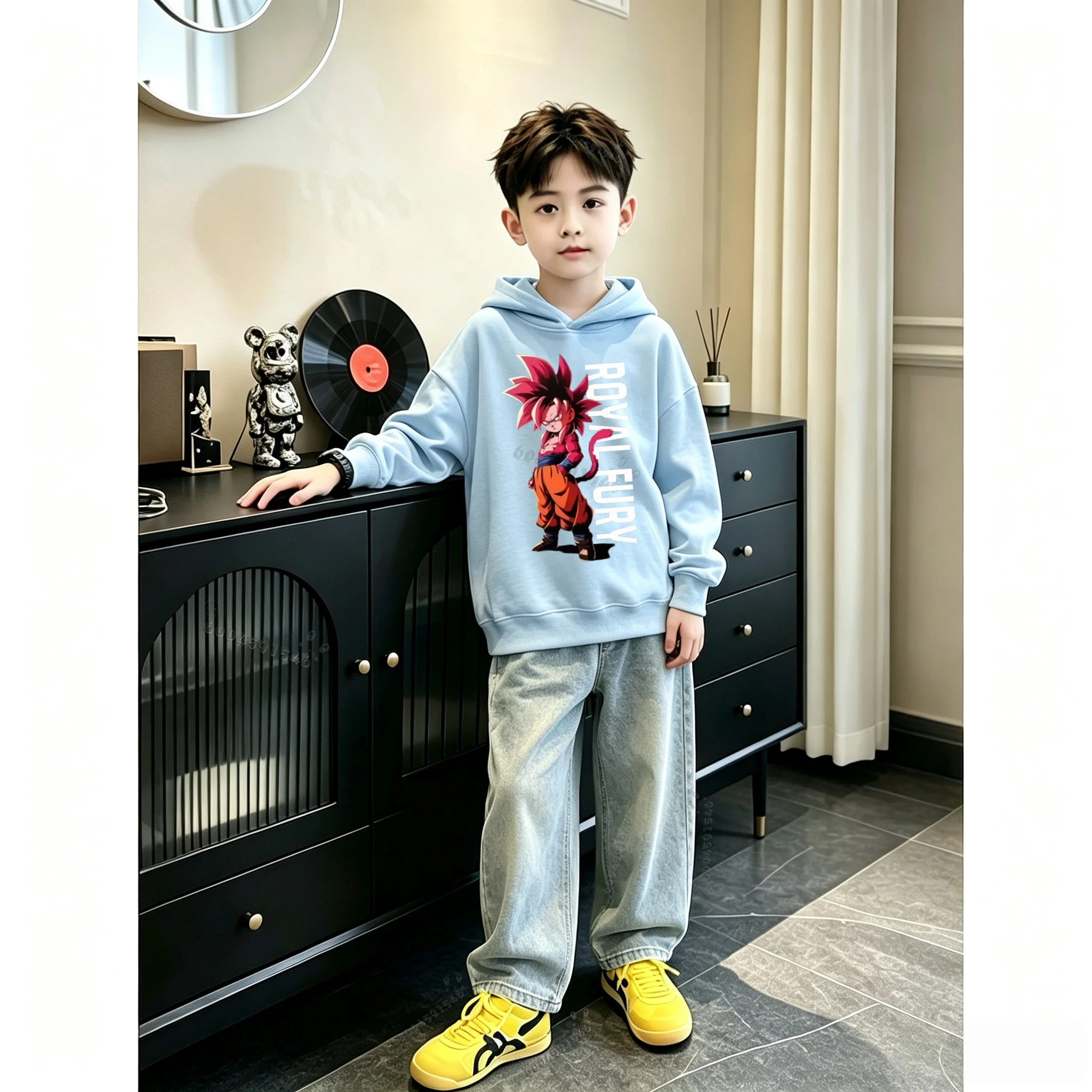 Dragon Ball Z Girls Hooded Sweatshirt - Anime Villain Pattern Boys' Casual Warmth Children's Hooded Sports Shirt