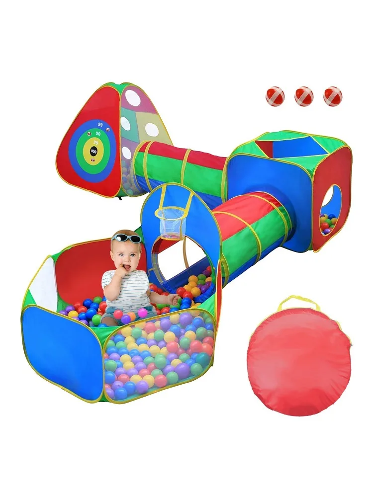 5Pcs Kids Ball Pit Tents Pop Up Playhouse w/ 2 Crawl Tunnel & 2 Tent For Boys Girls Toddlers