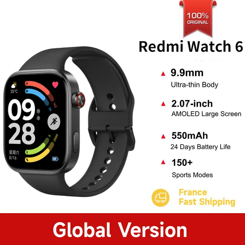 Globale Version Redmi Watch 6 2,07 Zoll AMOLED-Bildschirm 550 mAh Akku 150+ Sportmodi 5ATM Wasserdichtigkeit Xiaomi HyperOS 3