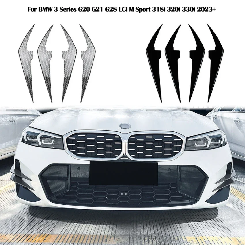 

For BMW 3 Series G20 G21 LCI M Sport 318i 320i 330i M340i 2023+ Front Bumper Front Lip Spoiler Splitter Wind Knife Trim Sticker