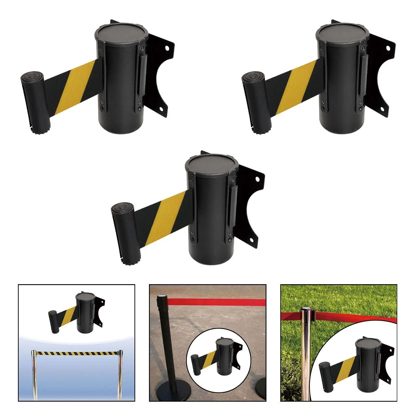 Retractable Belt Barrier Crowd Control Wall Barrier Wall Mount Practical Caution Belt Safe Barrier Belt for Malls Banks Hotel