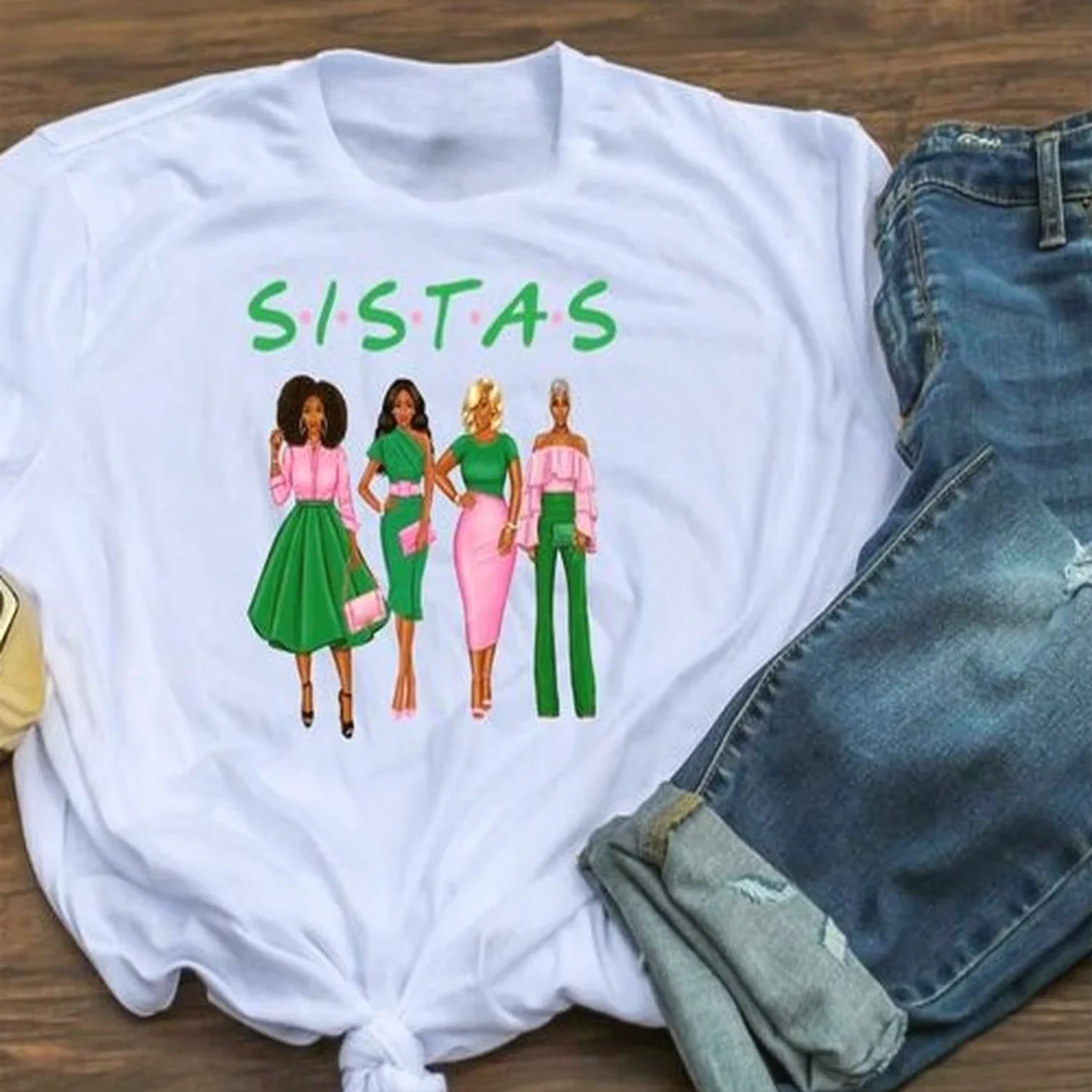 Alpha Kappa Alpha Sorority, Alpha Kappa Alpha Sorority T-Shirt Aka Gift Aka Merchandise Pink and Green Women's Oversized T-shirt