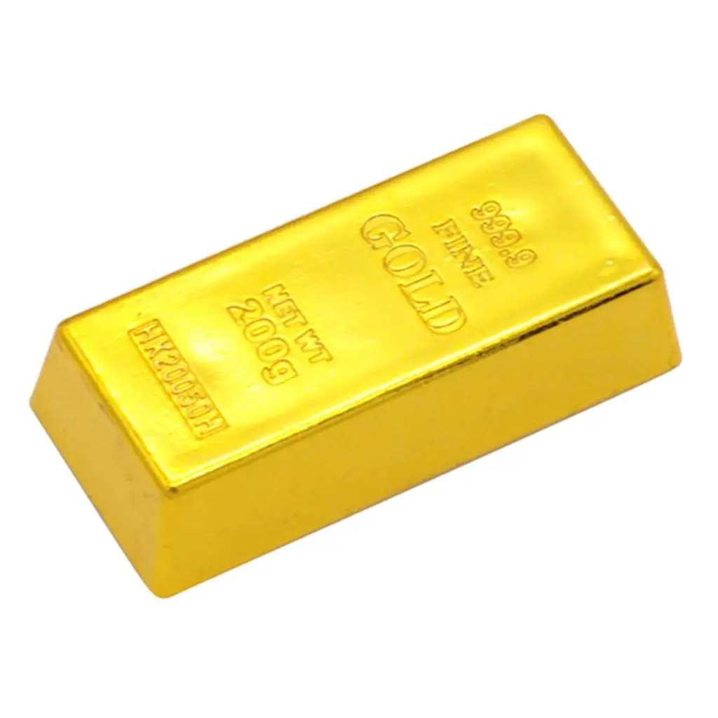 1x Fake Fine Gold Bar Creative Golden Brick Simulation Hollow Gold Bullion Magic Prop Dress Party Kids Toy Gifts Decorative Prop