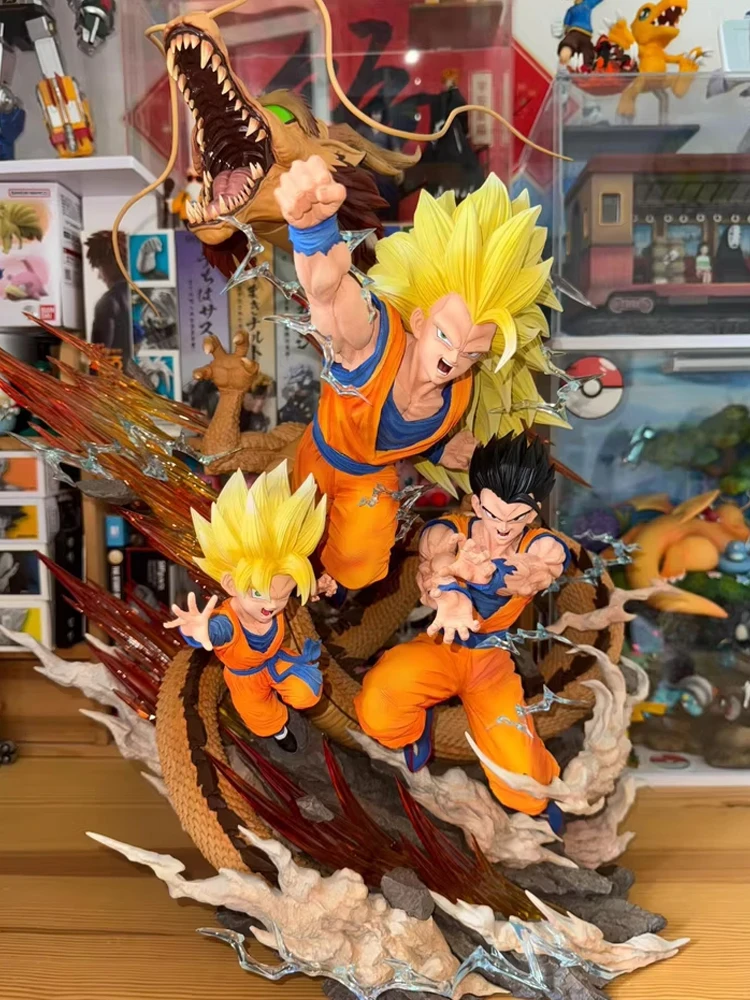 

Dragon Ball Goku Gohan Goten Anime Figure Goku Gohan Super Saiyan 3 Dragon Figurine Pvc Statue Model Doll Desk Decor Toy Gift