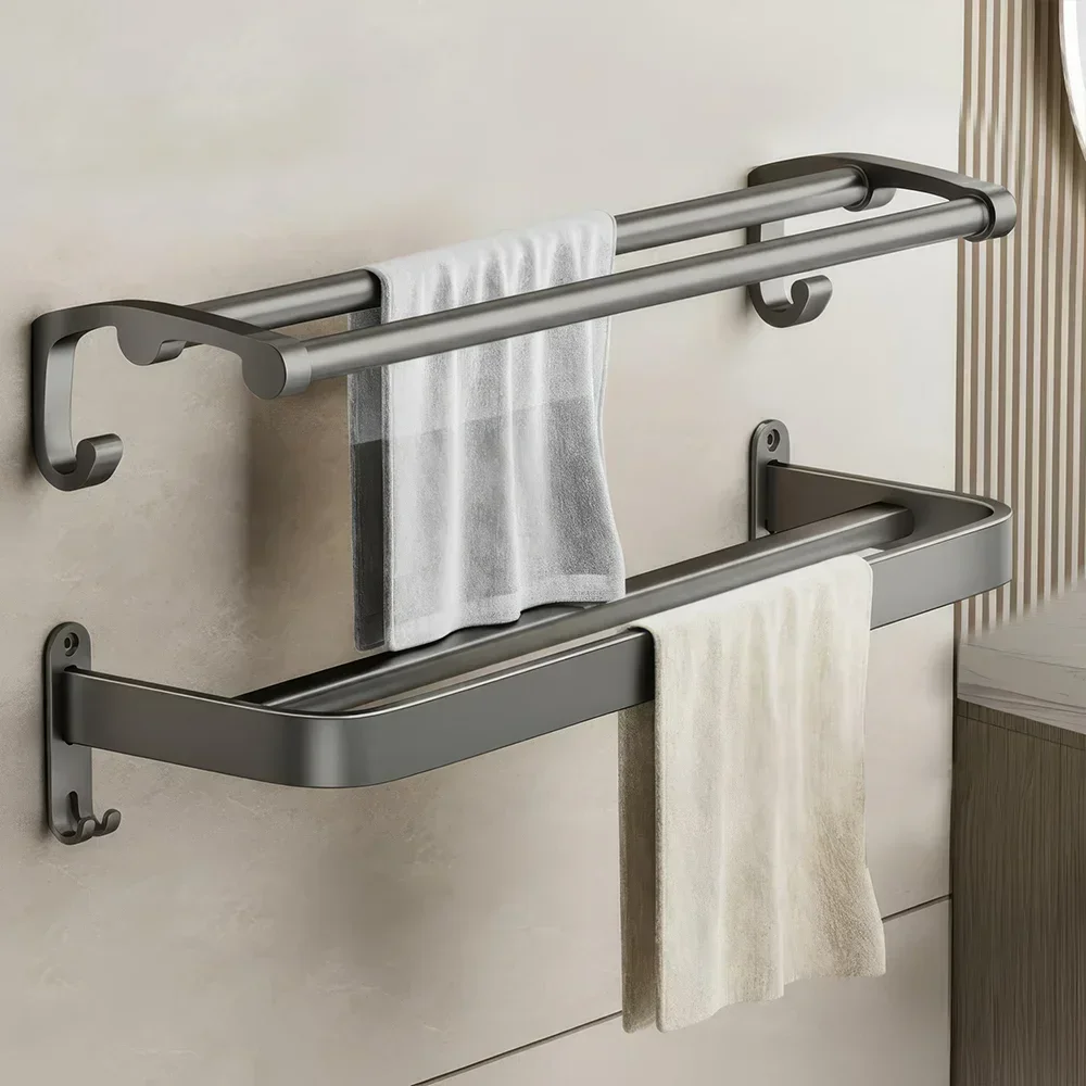 

Алюминиевая вешалка для полотенец ORIENTAL YUHONG, 2-ярусная, нержавеющая, без сверления, 40/50/60 см