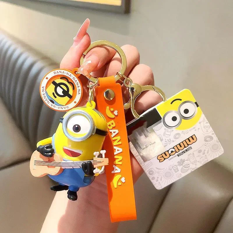 

New POP Keychain Despicable Minions Cute Cartoon Model Keychain Car Key Chain Kawaii Bag Decoration Pendant kids like gifts