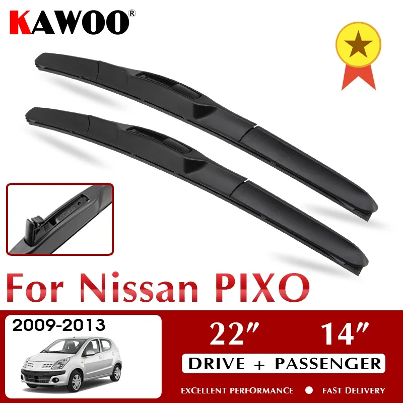 

KAWOO Wiper Front Car Wiper Blade For Nissan PIXO 2009-2013 Windshield Windscreen Front Window Accessories 22"+14" LHD RHD