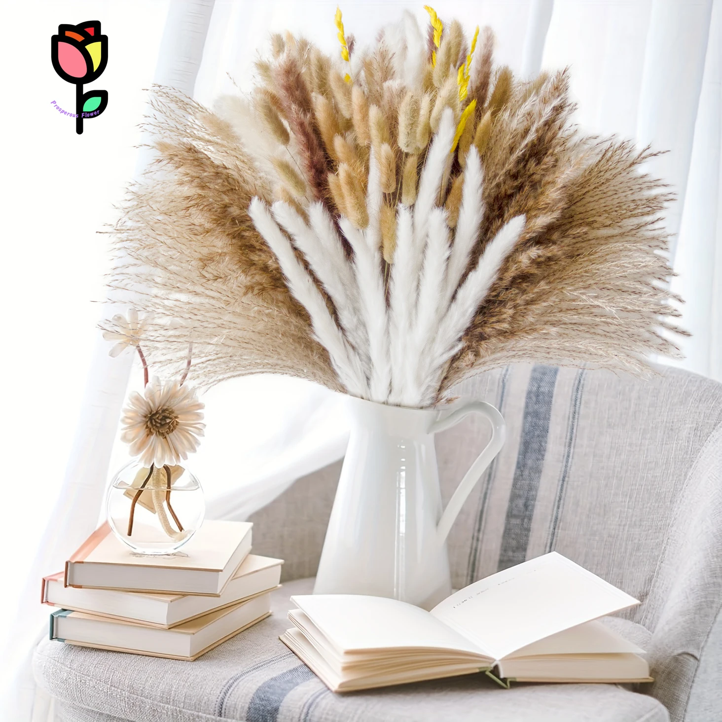 

Fluffy Pampas Dry Flowers Bouquet Home Decoration Natural Preserved Flower Bunny Tail Grass Wedding Decor Reed Party Arrangement