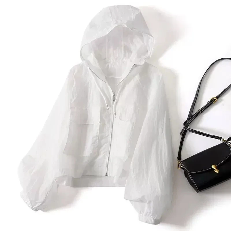 Summer Waterproof Sun Protection Jacket, Women Loose Long Sleeve Quick Dry Coat, Thin UV Sunscreen Outdoor Sport Top