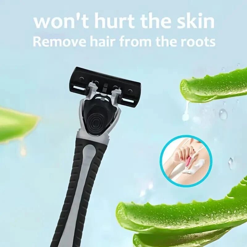 Hot Selling Manual Razor for Men six Layer Blade Stainless Steel Blades No Skin Damage Old Style Blades Shaver Heads