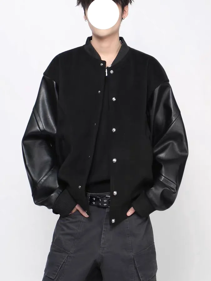 

Ретро-американская бейсбольная куртка из искусственной кожи с лоскутным дизайном, свободного кроя, для мужчин и женщин, модный дизайн, дышащая, легкая.