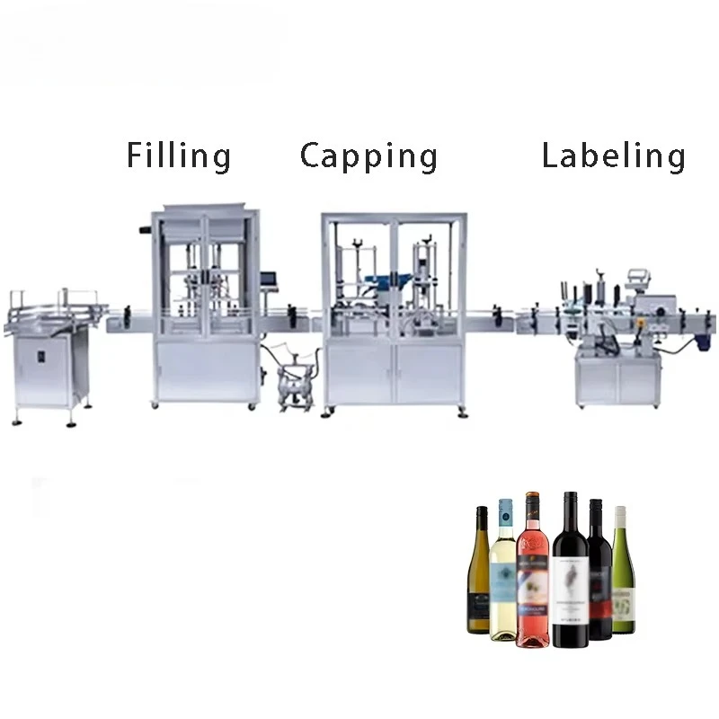 สายการบรรจุภัณฑ์เครื่องดื่มขวดแก้วอัตโนมัติ |   การบรรจุไวน์/เบียร์ความเร็วสูง การปิดผนึก การติดฉลาก ความแม่นยำสูง