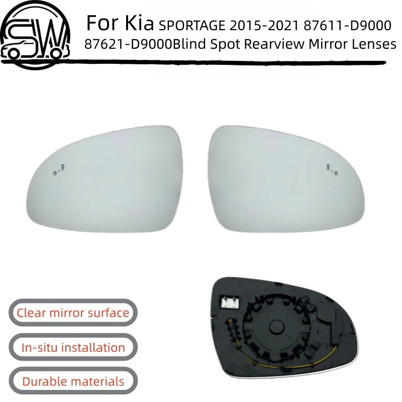 

For Kia SPORTAGE 2015 2016-2020 2021 87611-D9000 87621-D9000 Car Left or Right Heated Blind Spot Warning Rear Mirror Glass