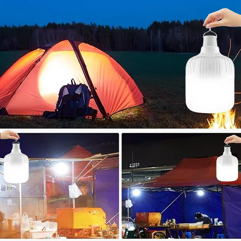 200w USB Rechargeable LED Bulb Camping Light 5 Lighting Modes Hanging Tent work light Portable Emergency Bulb for Garden Outdoor