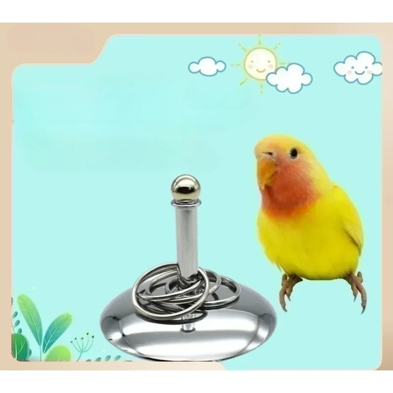 Metal Parrots Interactive Training Toys Intelligence Development Stacking Ring Training Sets Birds Supplies Pet Accessories