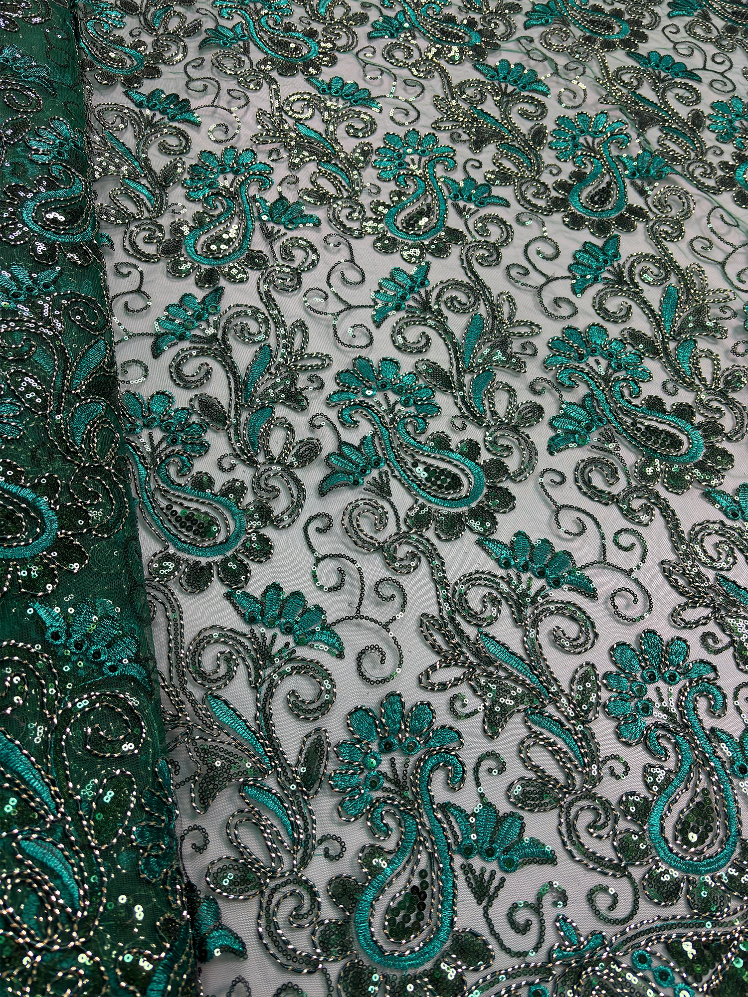 

Latest African Green Sequins Mesh Woman Lace Fabric High Quality 2026 Nigerian French Net Lace for Sewing Wedding Dresses 5Yards