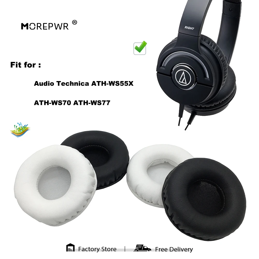 

Morepwr New Upgrade Replacement Ear Pads for Audio Technica ATH-WS55X ATH-WS70 ATH-WS77 Headset Parts Leather Cushion Earmuff