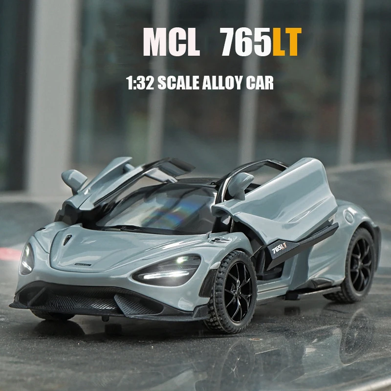 1:32 Mcleren 765lt Simulation Car Model Metal Diecasts & Toy Vehicles Alloy Decoration Sound Light Metal Man Kids Gift Boy Toy