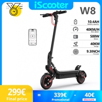 iScooter 9.3 Inch Electric Scooter W8 48V 10.4Ah Battery 500W Motor 30-40km Max Range 4-Speed Modes Off-Road Tire With App