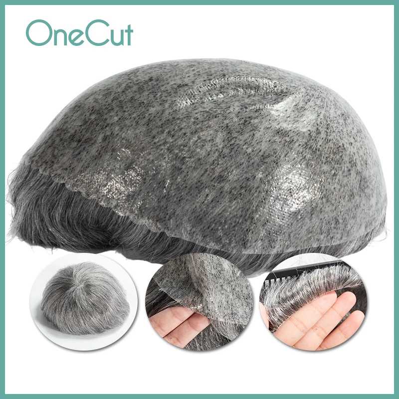 

0.12-0.14mm Skin Full PU With Knots Toupee Male Capillary Prosthesis Natural Human Hair Replacement System Hair Piece For Men 6"