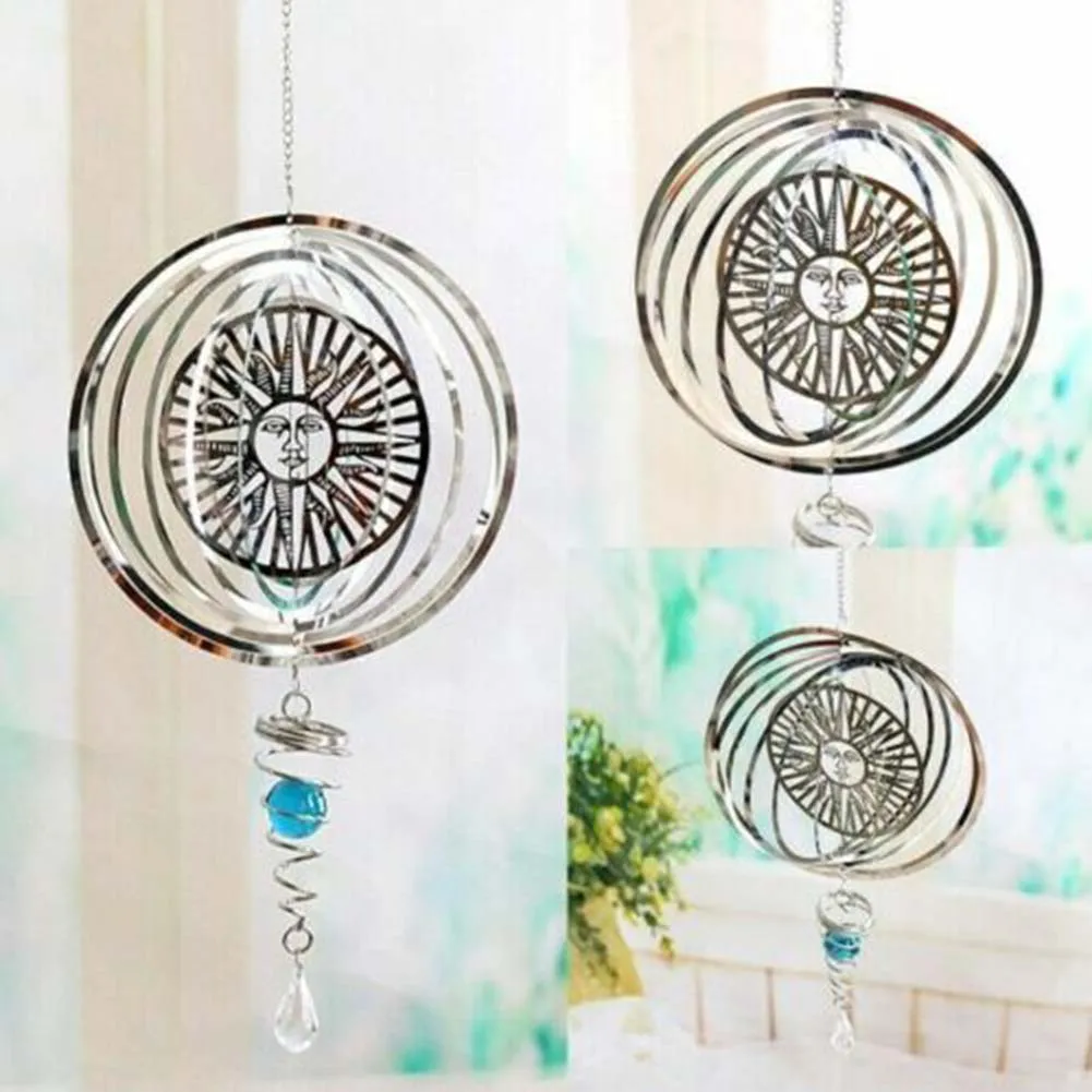 Stainless Steel Wind Spinner for Home Outdoor Garden Decor 3D Metal Wind Chime for Pleasant Sounds Rotating with Wind