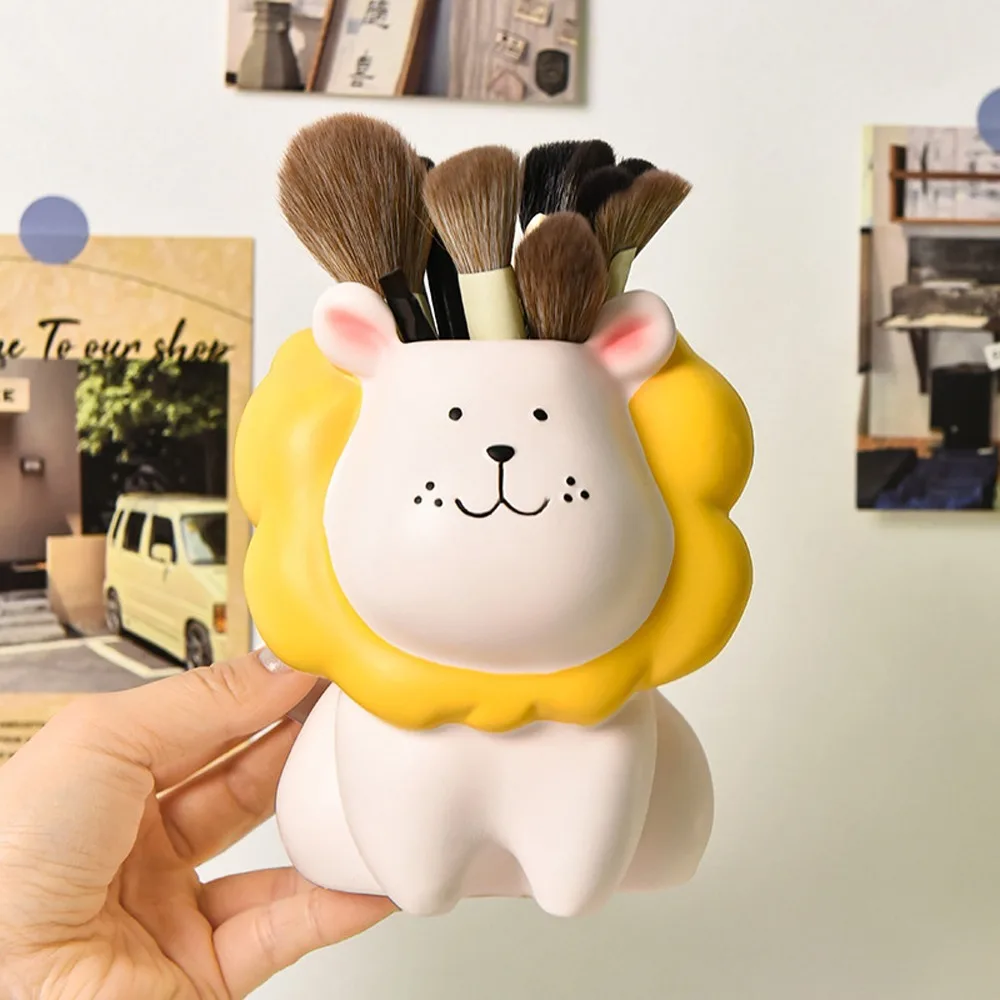 Little Lion Cartoon Pen Holder Ornament Tabletop Storage Pencil Storage Box Cartoon Multi-functional Stationery Organizer