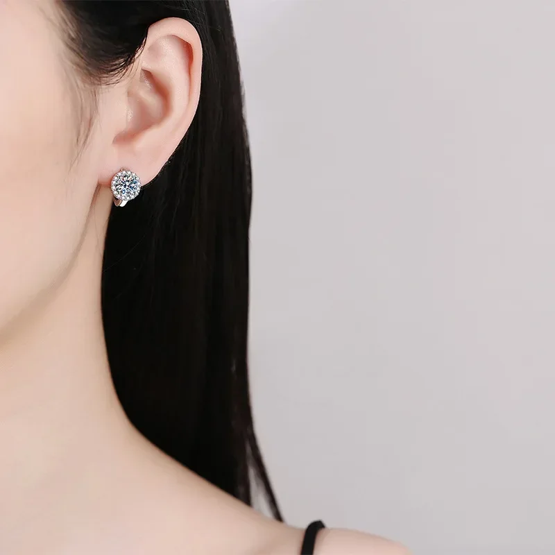 NASIAIn 1-2cttw D Color Moissanite Hoop Earrings for Women S925 Silver Party Small Ear Buckle Wedding Earring Wholesale 2026 5