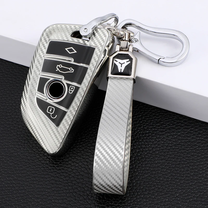 TPU Carbon Fiber Car Key Case Cover Bag Fob for BMW X1 X3 X5 X6 Series 1 2 5 7 F15 F16 E53 E70 E39 F10 F30 G30 Protector