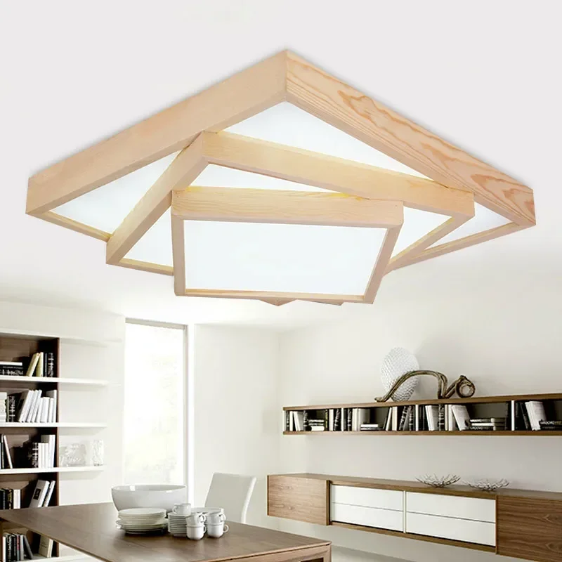 

OAK Modern led ceiling lights wooden led ceiling lamp for living room bedroom indoor lighting Japanese style 2-3layer lights