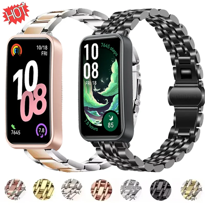 Edelstahlarmband für Huawei Band 10 9 8 Smartwatch, bequemes Metallarmband, Armband für Huawei Band 10 9 Correa Zubehör
