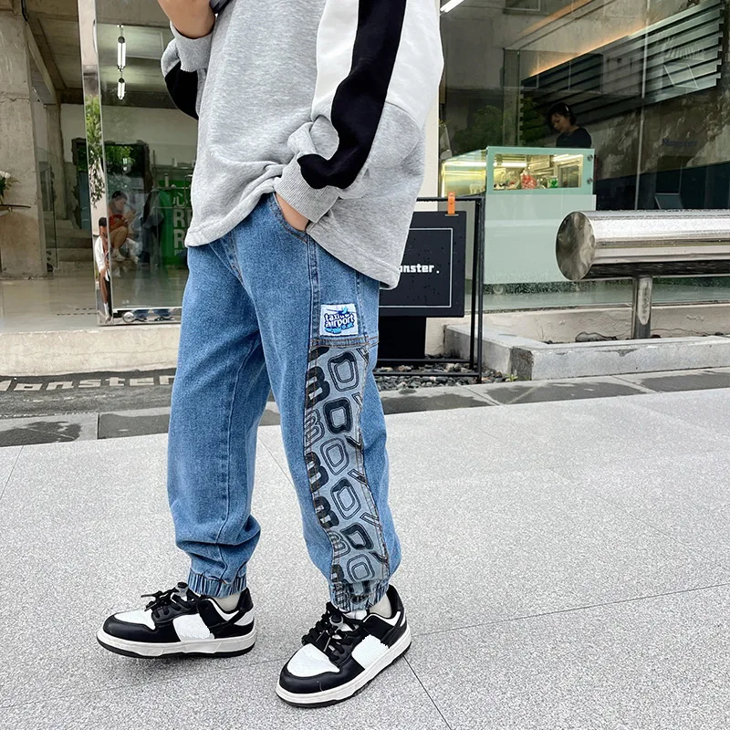 

Spring Autumn Elastic Waist Children Denim Pants Kids Boys Jeans Casual Loose Boys Jeans Baby Girls Child Hip hop Jeans 2-7Year