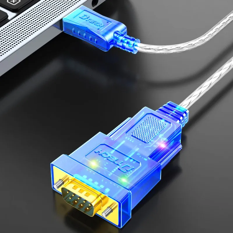 DTECH – adaptateur de Port série USB vers RS232 DB9, câble de données avec voyant lumineux pour programmation PLC, 2m de longueur, 300bps ~ 460800bps