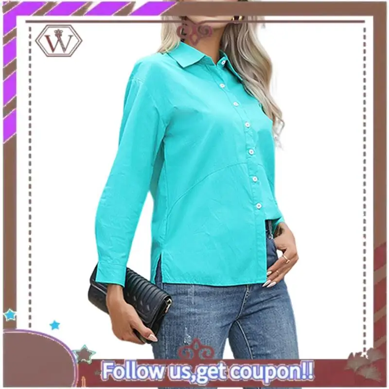 

A95D-Women's Button Down Shirts Long Sleeve Dress Shirts Wrinkle Free Collared Work Office Tops