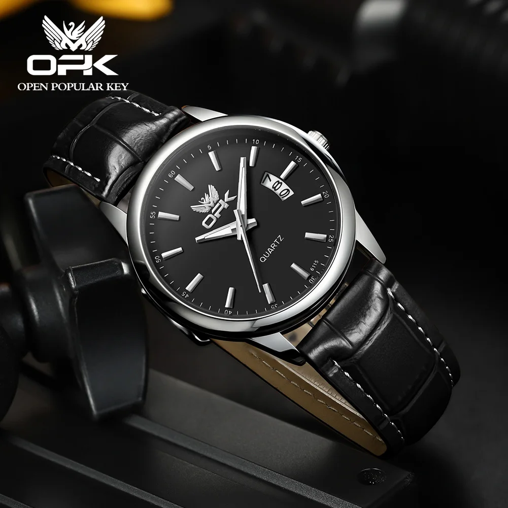 6010 OPK Best-selling fashion quartz watch with luminous hands, water-resistant, men's wristwatch