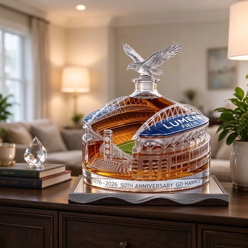 Creative Stadium Model Glass Wine Decanter with Eagle Crystal Lid Whiskey Liquor Bottle Decorative Bar Accessories Gift