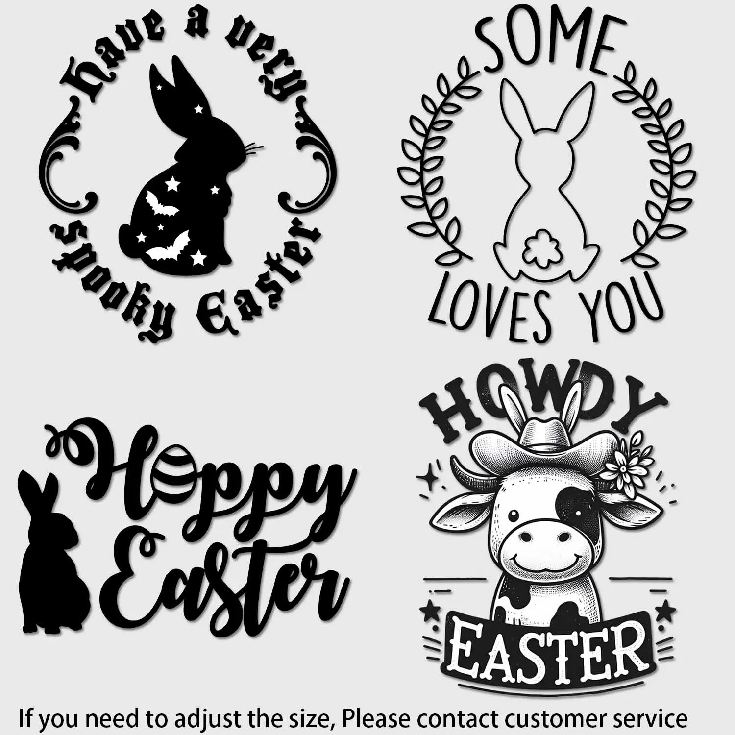 

Iron-on Decal Easter cartoon black line drawing Patches for Clothes Durable Heat Transfer Prints Easy to use DIY Craft