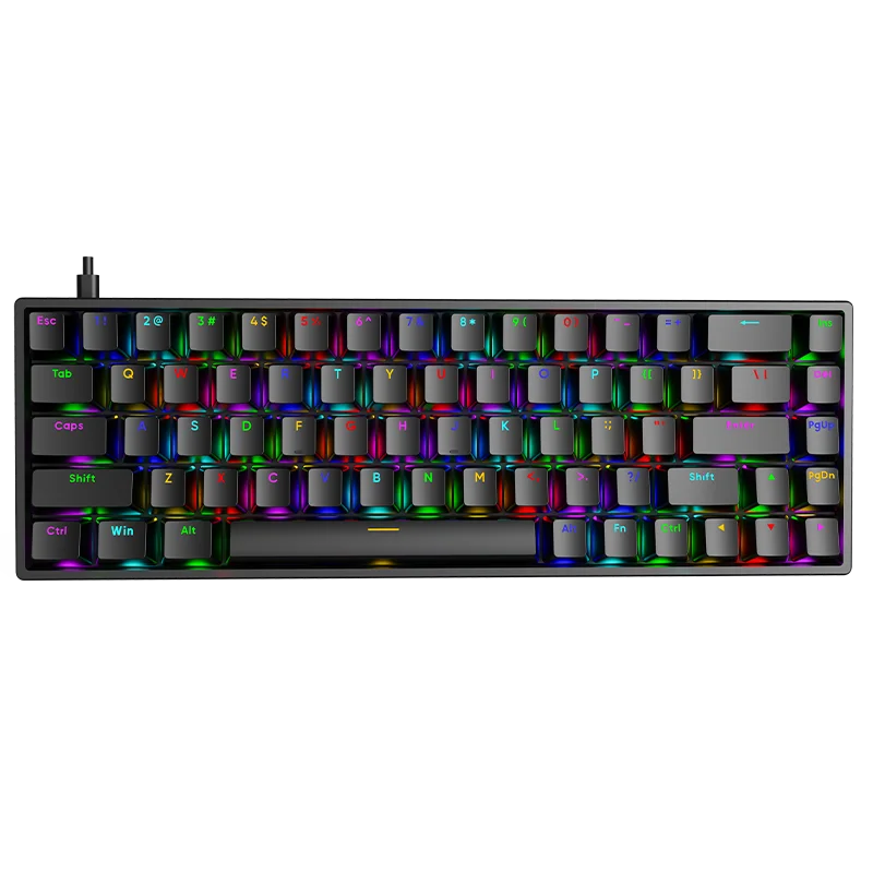 

Hot Sale Mechanical Keyboard 68 Keys Dual Mode Wired USB-C RGB Gaming Keyboard with Red Switch