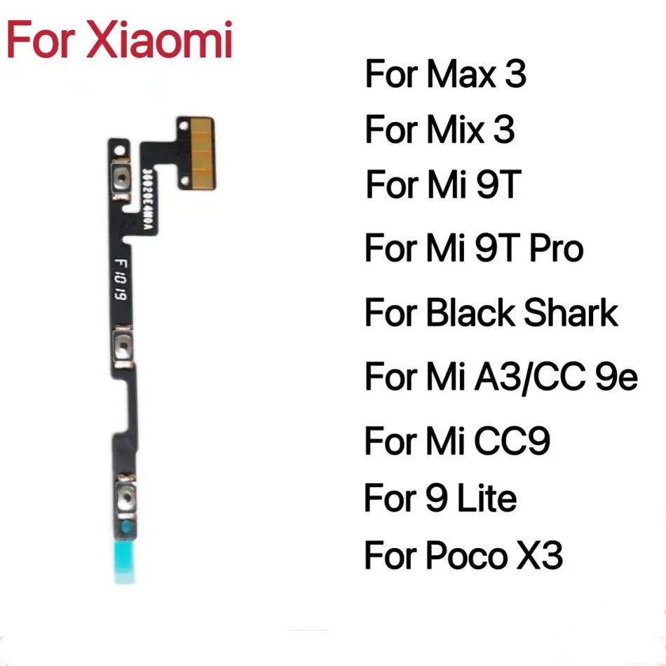 5Pcs Power Switch On/Off Button Volume Button For Xiaomi Poco X3 Mi 9T Pro 10T A3 CC9 Max Mix 3 Mi8 Se Lite Black Shark  F1