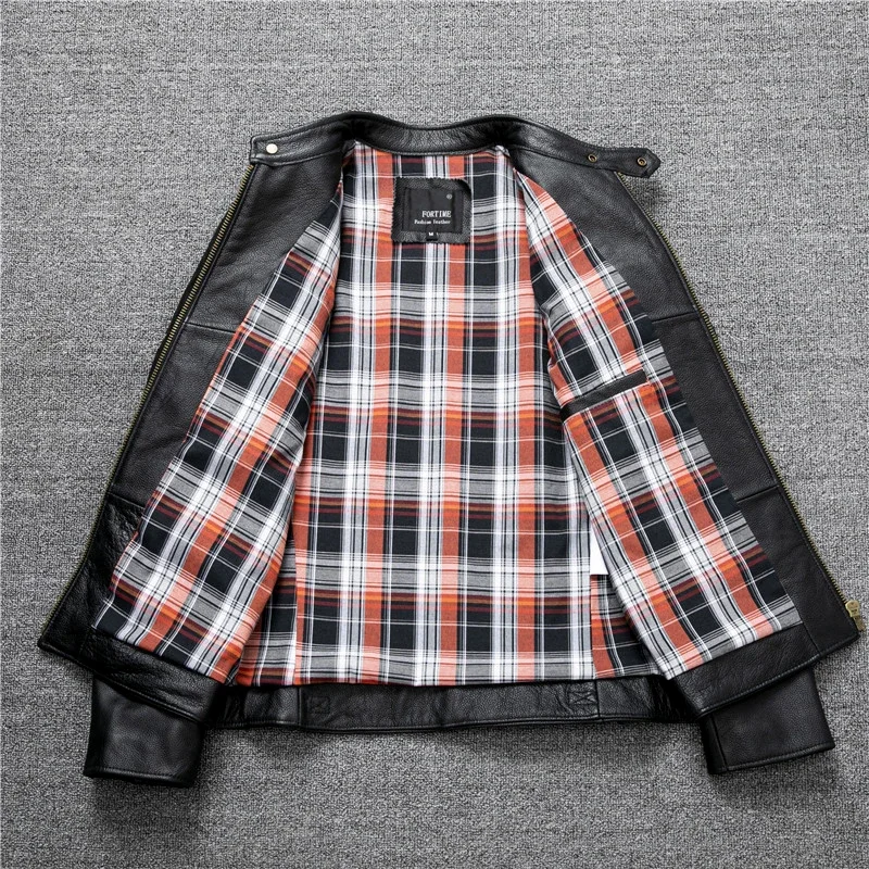 Spring and Autumn Natural Cowhide Motorcycle Jackets Men Genuine Leather Jacket  Really Leather Moto Slim Coat Man Plus Size 5X