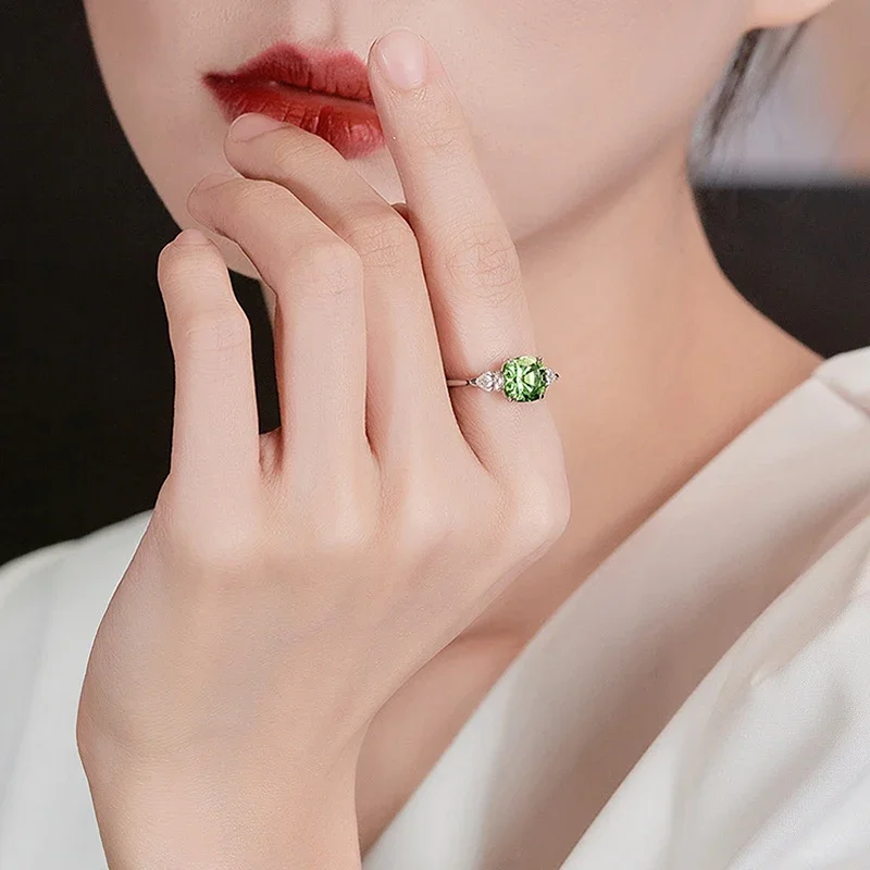 CAOSHI Fashion Wedding Band jasnozielona cyrkonia sześcienna palec serdeczny dla kobiet biżuteria w kolorze srebrnym na ceremonię zaręczynową — zdjęcie 6