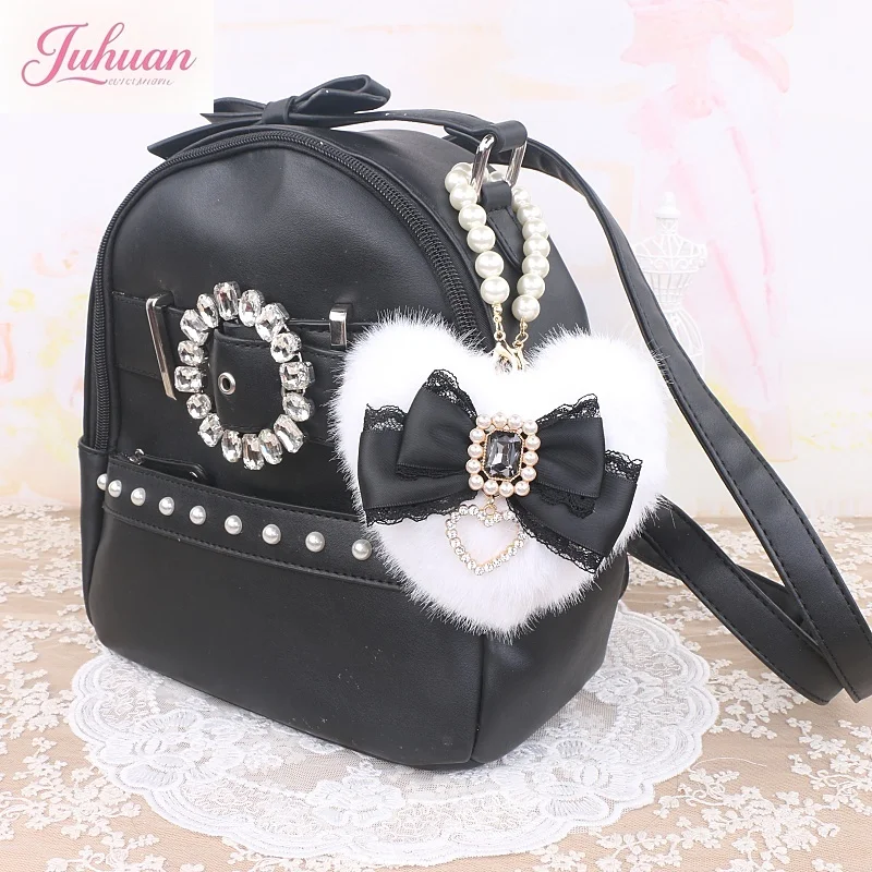 Girl Bag Accessories Sweet Japanese Mine Imported Lace High-quality Pearl Handmade Beaded Fluffy Big Love Bag Pendant for Women