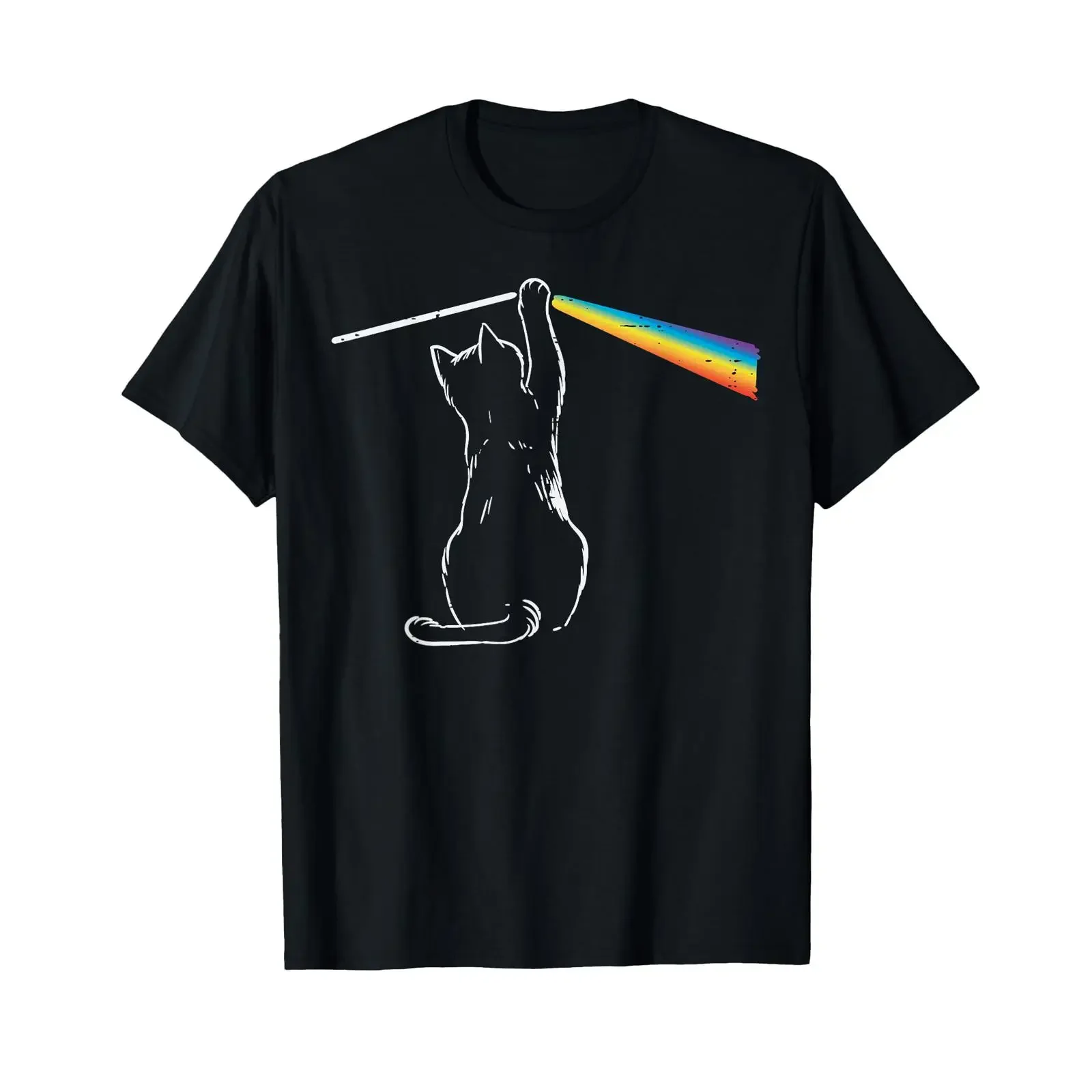 Cat Rainbow Light Cool Prism Science Spectral Kids T Shirt vintage Washed graphic Casual Breathable Top For Everyday Wear