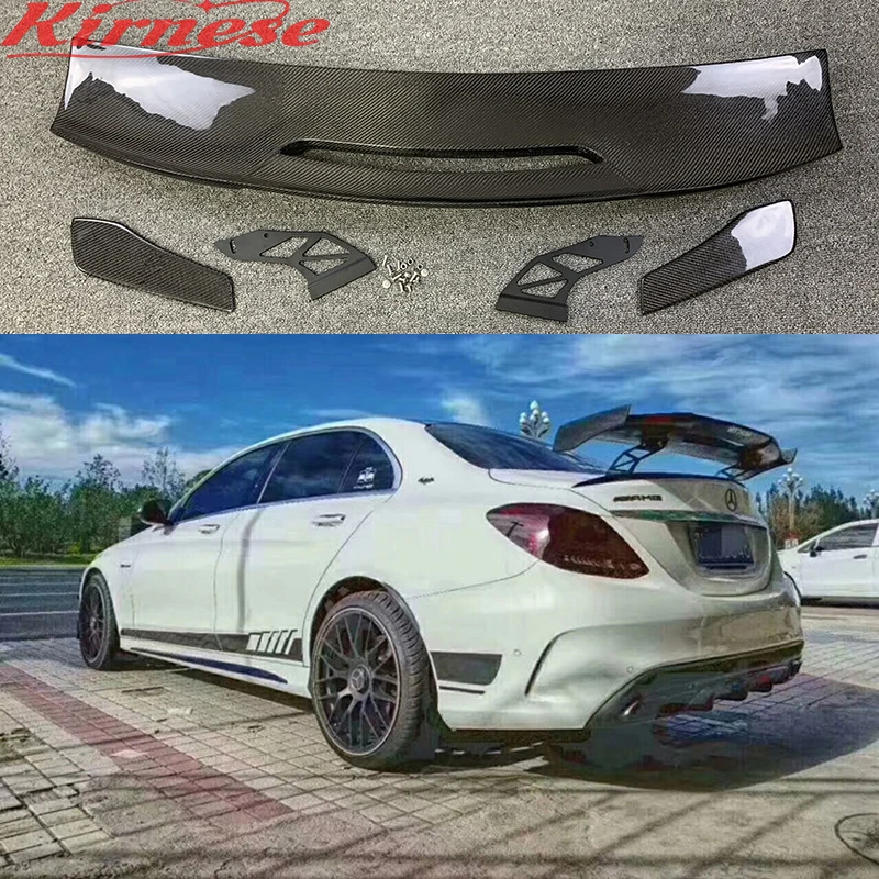 

Fit for Benz C-Class W205 Spoiler C63 C180 C200 C220 C250 2015 2016 4-Door Car MAD Style Black Carbon Fiber Rear Wing Spoiler