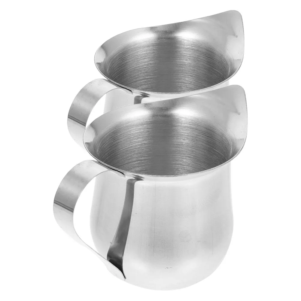 

2pcs Stainless Steel 60Ml Milk Frothing Pitcher Latte Art Cup Espresso Pouring Jug Coffee Steaming Small Pitcher For Cappuccino