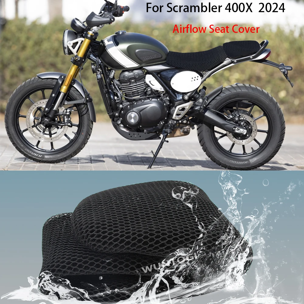 

New 2024- For Scrambler 400 X Seat Protect Cover Heat Insulation Cushion For Scrambler 400X Motorcycle 3D Airflow Seat Cove